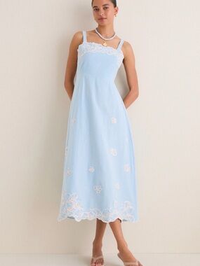 Tuckernuck Light Blue Embroidered Maxi Dress
